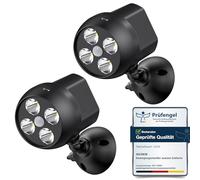 NICREW Focos LED exterior, Luz Exterior con Sensor de Movimiento, 2 Pieza | Funciona con baterías, 360° Rotación + 100° Inclinación, Foco LED compacto y Fácil de Montar