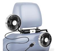 NIFBANG Ventilador USB para coche, 11,5 - 16,5 cm, reposacabezas 360°, manguera flexible ajustable, doble cabeza, mini ventilador silencioso con 3 niveles y luz para niños, bebé, SUV, coche, camión