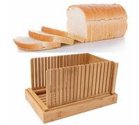 Niiyen Rebanadora De Pan De Bambú, Guías De Rebanado Ajustables, Rebanadora De Pan Casera, Herramientas De Repostería Para Hornear DIY Desmontables Para Pastel