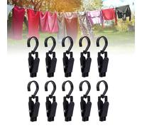 Nikou 10 Pinzas Ganchos con Clips, Plástico Clips para Cortinas con Ganchos Giratorios, Pinzas para Toallas, para Colgar Sombreros, Toallas, Fotos, Cadenas de Luces