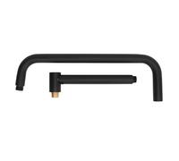 Nikou Extensión de cabezal de ducha con brida, brazo de ducha en forma de S, montaje en pared, tubo de ducha giratorio de acero inoxidable para baño, color negro