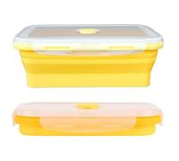 Nikou Fiambrera de Silicona de 500 ml, contenedor de Almacenamiento de Alimentos Plegable con Cuenco Plegable(Amarillo)
