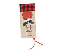 Nikou Funda para botella de champán con diseño de rejilla de Papá Noel, color rojo y negro, funda para botella de vino para fiestas, regalos de vacaciones, decoración del hogar