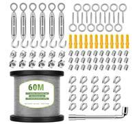 Nikou Kit de 94 Cuerda de Alambre de Acero Inoxidable, 60M 2mm Drahtseil