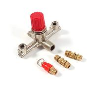 Nikou Regulador de la válvula - Tubo Doble Salida de aleación de Zinc compresor de Aire Red Cap regulador de presión Interruptor de la válvula del múltiple Accesorios Parte Valvula compresor Aire