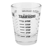 Nikou Taza Medidora Pequeña de Vidrio, Herramienta de Cocina, OZ/ML/TSP/TBSP, 4 Escalas, 1 Onza, 30 ml, Ideal para Hornear y Mezclar Cócteles, 5x5x6cm