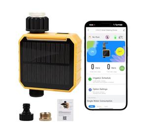 Nikou Temporizador de riego solar WiFi, temporizador de agua con control remoto de aplicación inteligente, controlador automático de manguera programable para exteriores o riego de césped de jardín (1