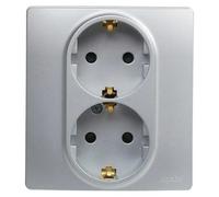 Niloé Monoblock Enchufe doble (Plateado, x 2, Plástico, Montaje en la pared, Colocar)