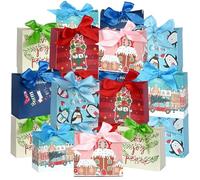Nimbbex Paquete de 24 bolsas pequeñas de regalo de Navidad, 4.5 x 4 x 1.8 pulgadas, mini bolsas de regalo de Navidad con lazo de cinta, bolsa de regalo de Navidad para suministros de fiesta decoración