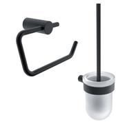 Nimco Bormo - Juego de accesorios para inodoro, cristal/negro mate BRC set-94WN-90