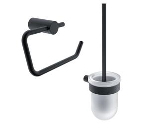 Nimco Bormo - Juego de accesorios para inodoro, cristal/negro mate BRC set-94WN-90