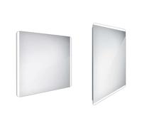 Nimco - Espejo LED iluminado para cuarto de baño 90x70 cm, redondo, aluminio ZP 17019