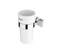 Nimco Keira - Bote de cepillo y pasta de dientes con soporte, cerámica blanca/cromo KE 22058KN-26