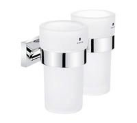 Nimco Keira - Vasos para cepillo y pasta de dientes con soporte, vidrio esmerilado/cromo KE 22058DW-26