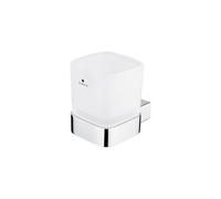 Nimco Kibo - Bote de cepillo de dientes y pasta dentífrica con soporte, vidrio esmerilado/cromo Ki 14058C-26