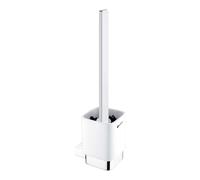 Nimco Kibo - Escobillero de pared con soporte, cerámica blanca/cromo Ki 14094KN-HR-26