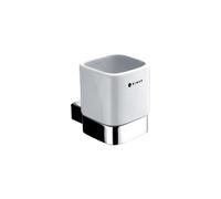 Nimco Kibo - Vaso para cepillos de dientes con soporte, cerámica blanca/cromo Ki 14058K-26