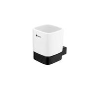 Nimco Kibo - Vaso para cepillos de dientes, con soporte, cerámica blanca/negro mate Ki-14058K-90
