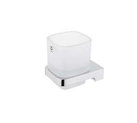 Nimco Maya - Bote de cepillo de dientes y pasta dentífrica con soporte, vidrio esmerilado/cromo MA 29058C-26