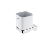 Nimco Maya - Bote de cepillo y pasta de dientes con soporte, cerámica blanca/cromo MA 29058K-26