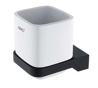 Nimco Maya - Bote de cepillo y pasta de dientes con soporte, cerámica blanca/negra mate MAC 29058K-90