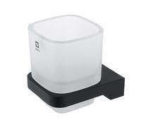 Nimco Maya - Bote de cepillo y pasta de dientes con soporte, cristal esmerilado/negro mate MAC 29058C-90