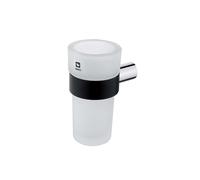 Nimco Nava - Vaso para cepillo de dientes con soporte, mate negro/ vidrio opalino NA 28058W