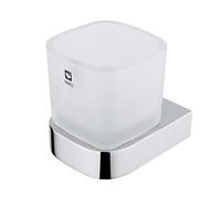 Nimco Nikau - Vaso para cepillos de dientes con soporte, cristal mate/cromo NK 30058C-26