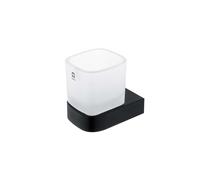 Nimco Nikau - Vaso para cepillos de dientes con soporte, cristal mate/negro mate NKC 30058C-90