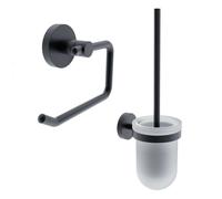 Nimco Unix - Juego de accesorios para inodoro, vidrio esmerilado/negro mate UNC set-94WN-90