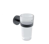 Nimco Unix - Vaso para cepillos de dientes y pasta con soporte, cristal/negro mate UNC 13058W-90