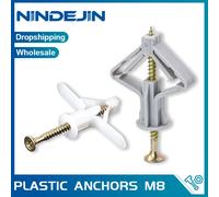 NINDEJIN-Anclaje de plástico para pared hueca, Kit de Anclaje para paneles de yeso, tablero de fibra de yeso, tornillo autotapping, 20 unidades por juego gray 20 sets M8x50mm