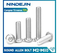 NINDEJIN-tornillos hexagonales de cabeza redonda, tornillos Allen de acero inoxidable, ISO7380, M2, M2.5, M3, M4, M5, M6, M8, M10 M2 50pcs