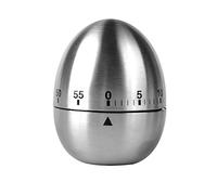 NInE-ROnG Temporizador para Huevos 60 min Cocina Acero Inoxidable mecánico | Cuerpo plateado en forma de huevo, dial manual, sin pilas, campana, huevos, pasta, horno, té, barbacoa, café, escritorio