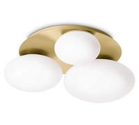 Ideal Lux lámpara de techo Ninfea, color latón, cristal opalino, 3 luces.