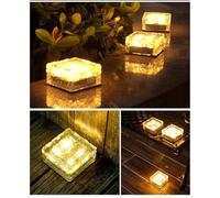 NINMORTH 4 luces solares de ladrillo de hielo, marcadores decorativos de vidrio para exteriores, IP65, impermeables, faroles solares de jardín para césped, pasarela, entrada, día blanco o brillo
