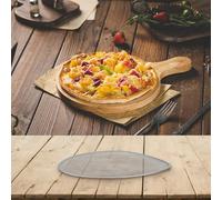 NINMORTH Bandeja para pizza de 48 cm de diámetro, no aluminio, para bandeja redonda con rejilla sin costuras para una distribución uniforme del calor, apta para lavavajillas, color plateado