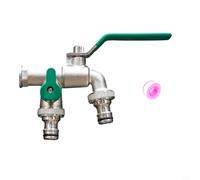 NINMORTH Grifo de jardín al aire libre de 1/2 pulgada en aleación de zinc, grifo de agua antioxidante con conexión en espiral segura para riego y uso industrial, negro (doble salida verde)
