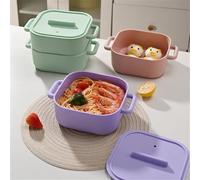 NINMORTH Juego de 2 vaporeras de silicona para microondas, con asas, para cocinar verduras y almacenar pescado, color gris