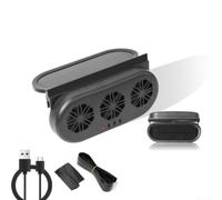 NINMORTH Ventilador solar portátil para coche, con cable, 3 motores, alta velocidad, disipación de calor para caravana, barco, remolque, camping (negro)