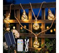 Ninonly Guirnalda Luces Exterior Solar, 8m 16 Bombillas Luces Solares Impermeable, 8 Modos 160 LEDs Luz Cálida, Iluminacion Decoracion para Jardín Balcón Boda Fiesta