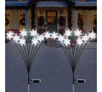 Ninonly Luz Solar Exterior Jardin, 2 Piezas 16 LED Luces Solares Exterior de Copo de Nieve, Luces Navidad Exterior Impermeable, Lampara Solar Navidad Decoración para Jardín Patio Pathway