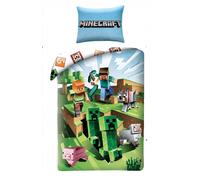 Halantex Juego de cama Minecraft Cactus Run – Funda nórdica algodón 140x200 y funda almohada 70x90