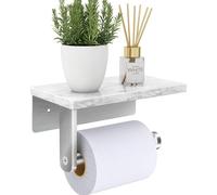 Níquel Techo titular de Papel higiénico con estante Mármol natural, Tornillo montado en la pared, Rollo para baño washroo