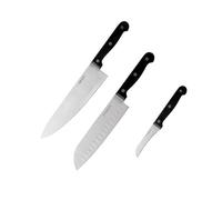 Nirosta Mega Set de Cuchillos de Cocina, incluye Cuchillo de Chef 32 cm, Cuchillo Santoku 30 cm y Cuchillo Patatero 18 cm, Hoja de Acero Inoxidable Muy Afilado, Mango POM con Remaches, 3 uds.