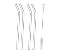 Nishiyuenyi 4 Piezas Pajitas de Vidrio Reutilizables Sorbetes de Cristal con Cepillo Limpiador Fácil de Lavar Resistentes Al Adecuadas para, Estilo b