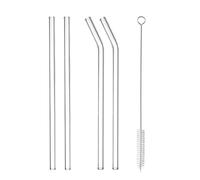 Nishiyuenyi 4 Piezas Pajitas de Vidrio Reutilizables Sorbetes de Cristal con Cepillo Limpiador Fácil de Lavar Resistentes Al Adecuadas para, Estilo un