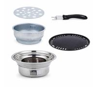 Nishiyuenyi Parrilla Pequeña Portátil Carbón Metal y Acero Inoxidable para 3-5, para Viajes - para Acampada, Cuerpo del horno + plato de barbacoa coreano, Grande (39.5 * 13cm)