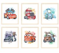 Nistio® Póster de la película Cars para decoración de pared, diseño de Rayo McQueen, juego de 6, 8 x 10 pulgadas (sin marco)