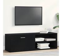 NiuBIKeLasI Mueble para TV de madera de roble negro de 120 x 34 x 37 cm, armario para televisión con 1 puerta y 2 estantes abiertos, espacio de almacenamiento para sala de estar, dormitorio, juegos y